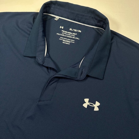 Under Armour Iso-Chill Polo Shirt Mens XL Extra Large Blue Golf Athletic - Picture 1 of 5